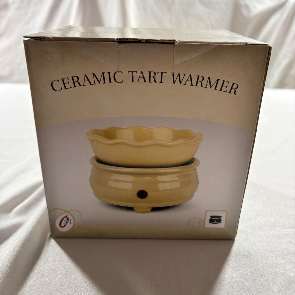 CBI Ceramic Tart Warmer Brown Electric Wax Melt Burner Scalloped Edge CW229 NIB